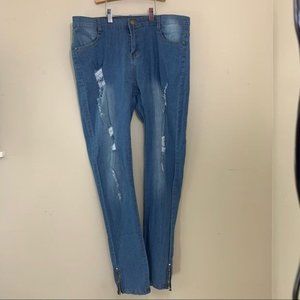 Unbranded Jeans Asian Size RIP DETAIL SKINNY JEANS MID BLUE Size 2XL